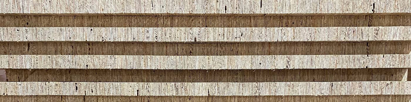 Close up of stacked LVL edges